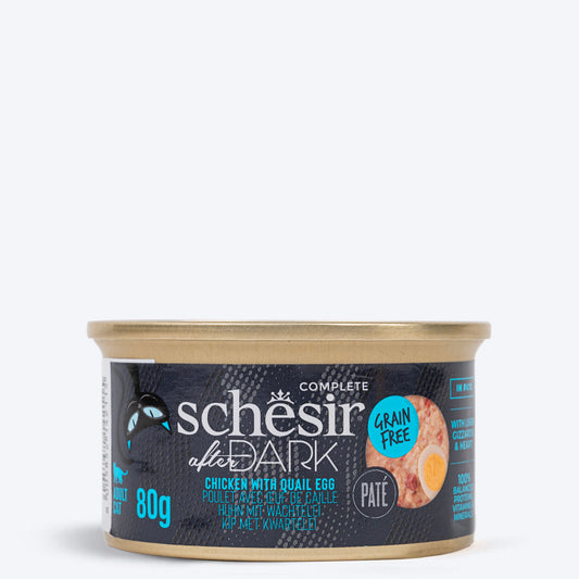 Schesir After Dark Chicken With Quail Egg Pate Wet Food For Adult Cat - 80 gm - Heads Up For Tails