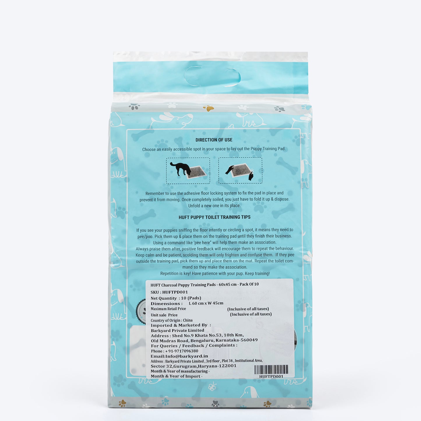 HUFT Charcoal Puppy Training Pads - 60 x 45 cm - Heads Up For Tails