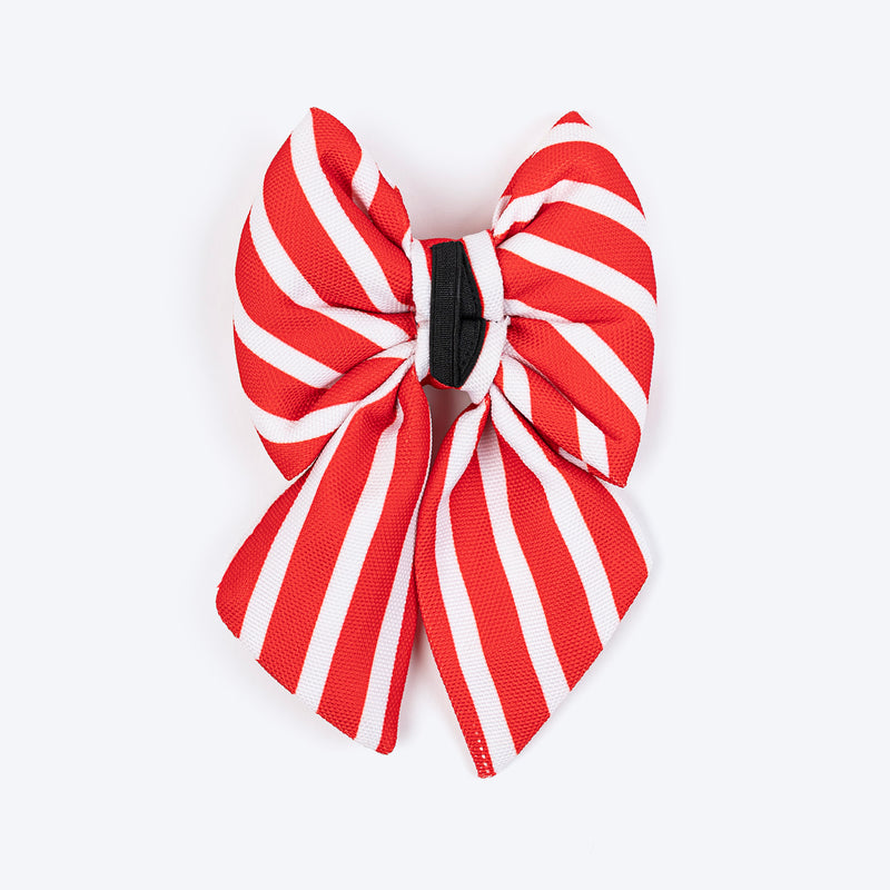 HUFT Merry Stripes Bow Tie for Dog - Red & White - Heads Up For Tails