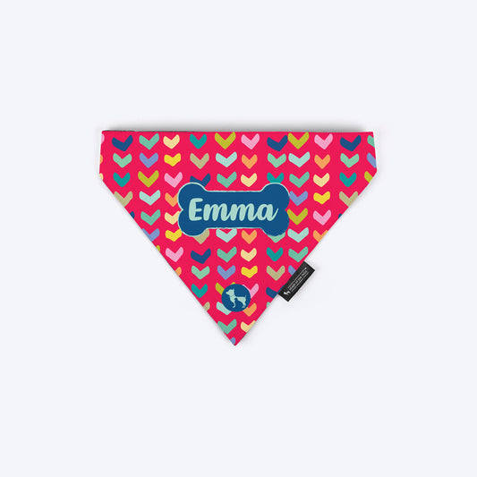 HUFT Heart To Heart Personalised Dog Bandana - Red - Heads Up For Tails