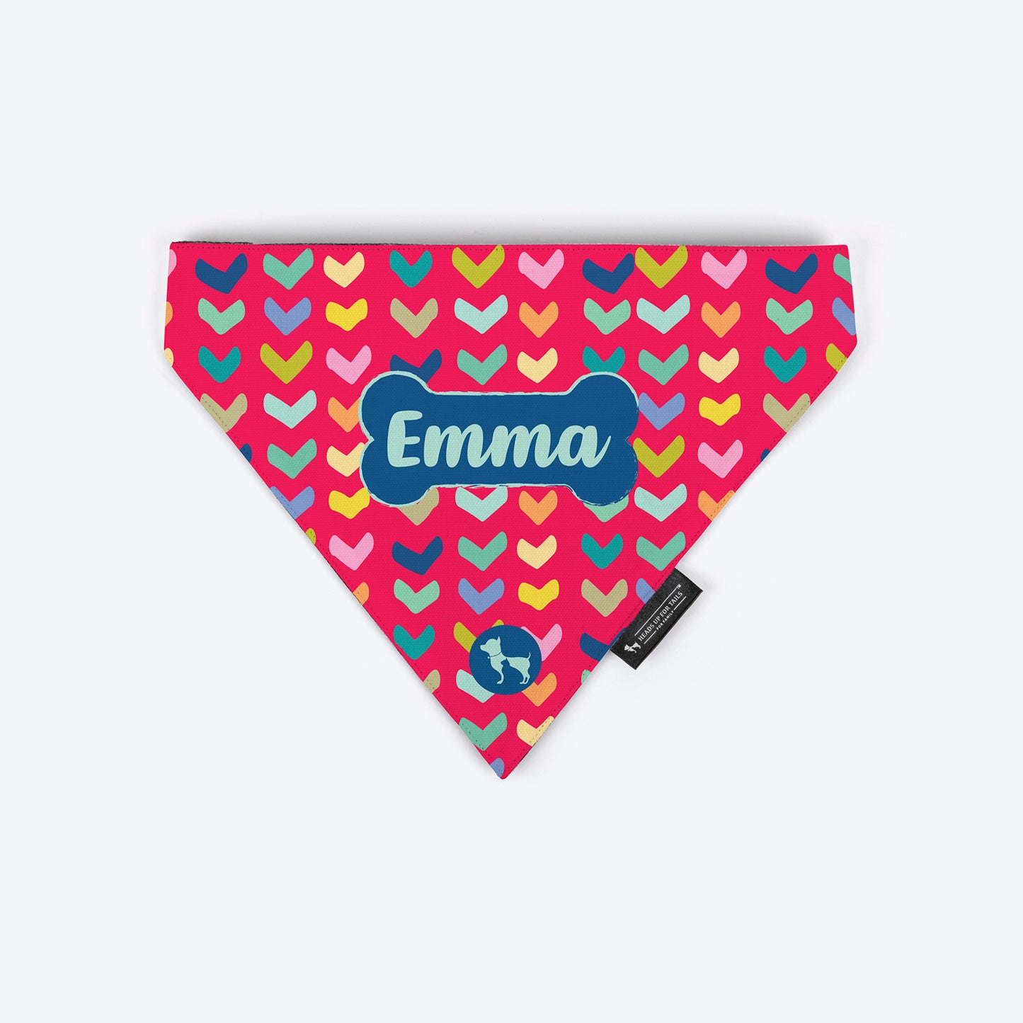HUFT Heart To Heart Personalised Dog Bandana - Red - Heads Up For Tails