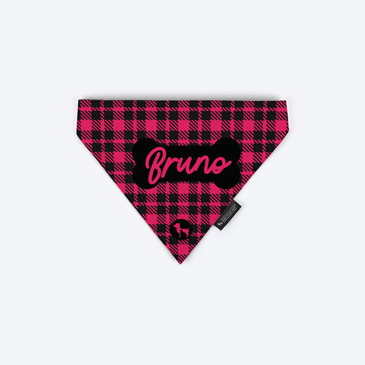 HUFT Tartan Check Personalised Dog Bandana - Pink - Heads Up For Tails