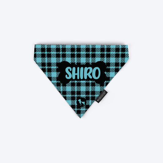 HUFT Tartan Check Personalised Dog Bandana - Sky Blue - Heads Up For Tails