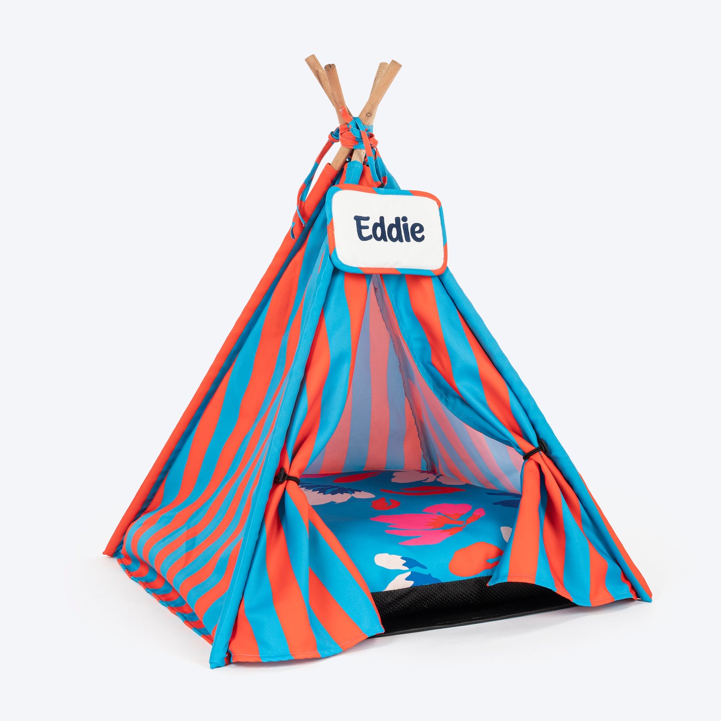 HUFT Personalised Summer Bloom Teepee Tent Bed For Dog & Cat - Blue - Heads Up For Tails