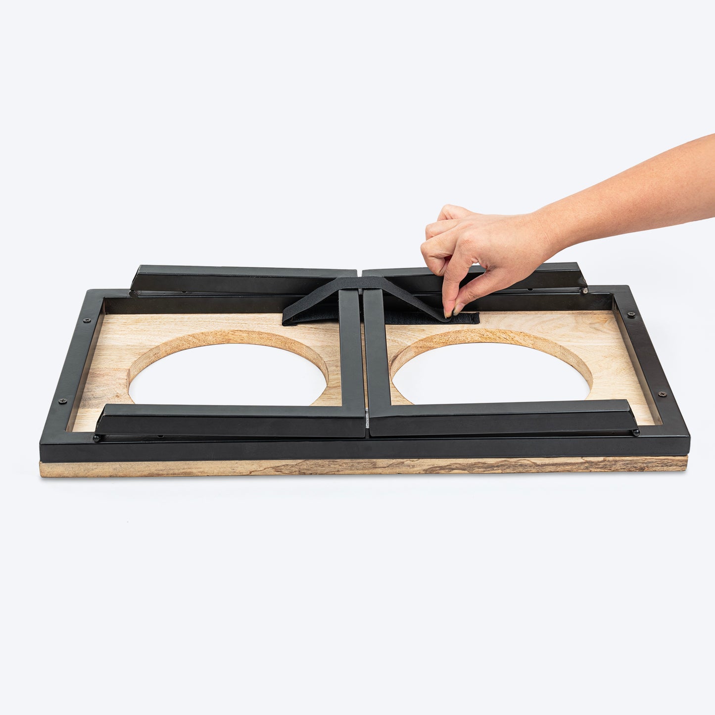 HUFT Collapsible Wooden Diner With Steel Bowl Inserts For Dog - Brown - Heads Up For Tails