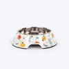 HUFT Whisker Tails Printed Melamine Bowl With Steel Inserts For Cat - Multicolor