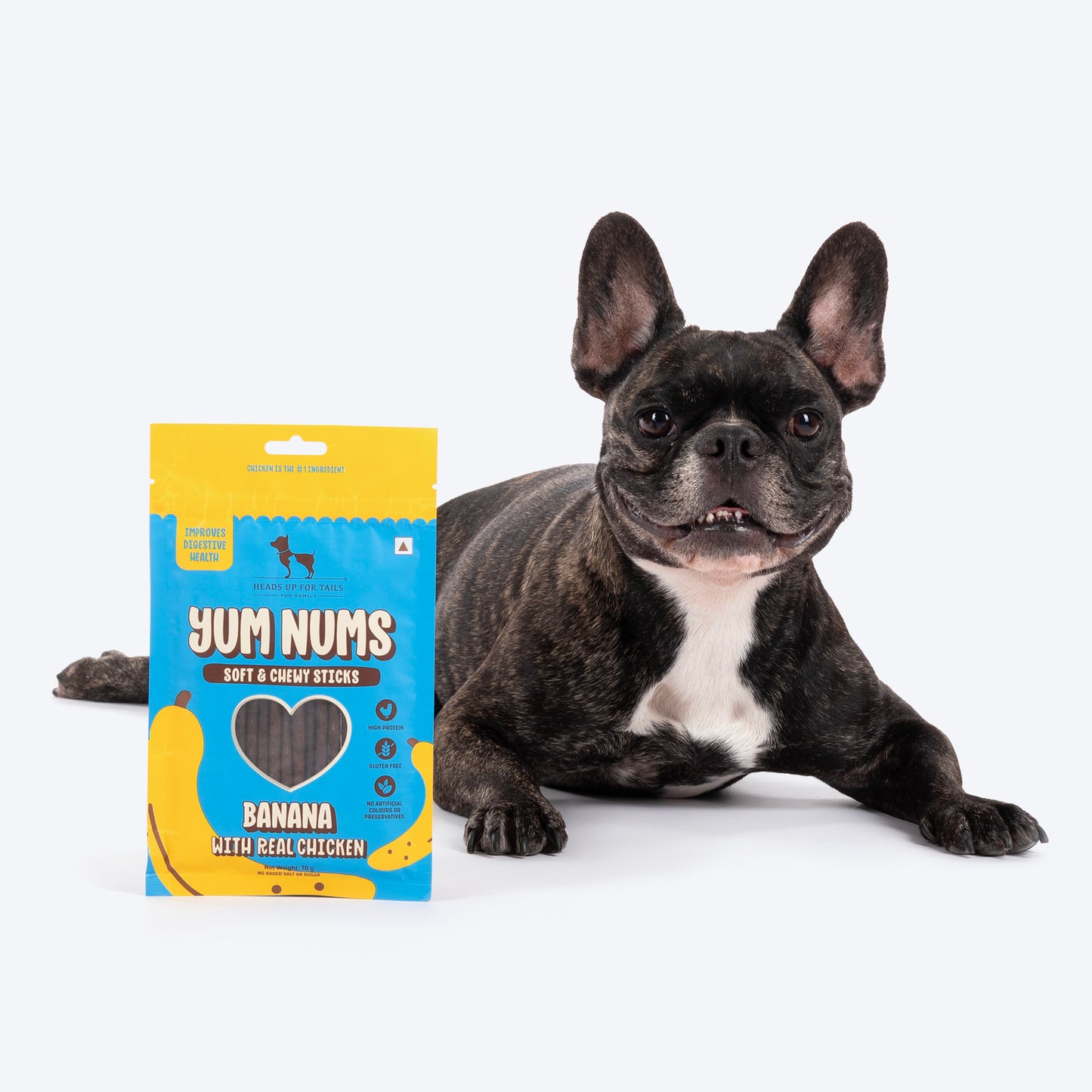 HUFT Yum Nums Soft & Chewy Sticks Banana with Real Chicken Treat For Dogs - 70 g - Heads Up For Tails