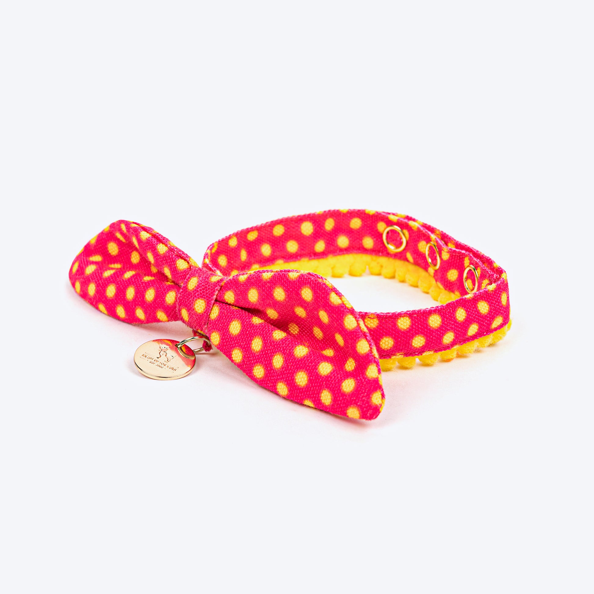 HUFT Classic Printed Bow Tie With Strap For Cat - Pink_01