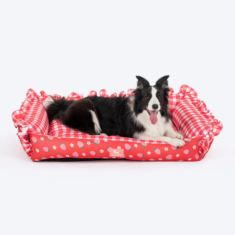 HUFT Berrylicious Lounger Bed For Dog - Red and Pink - Heads Up For Tails