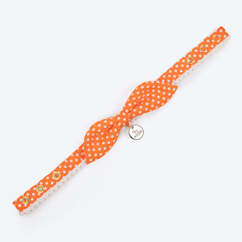 HUFT Pawsome Polka Bow Tie With Strap For Cat - Orange_03