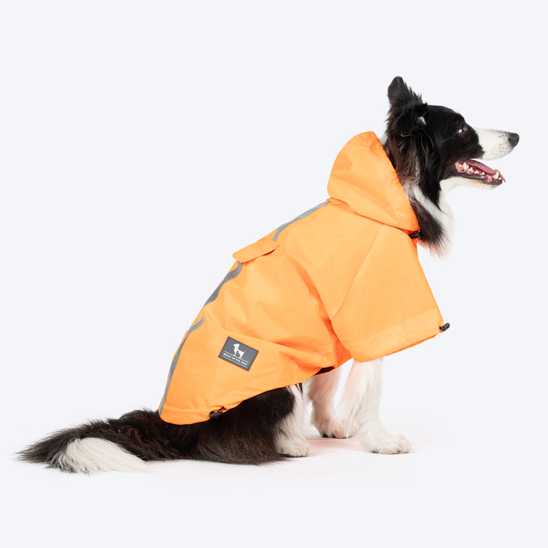 HUFT Magical Mist Raincoat With Harness Opening For Dog - Orange - Heads Up For Tails