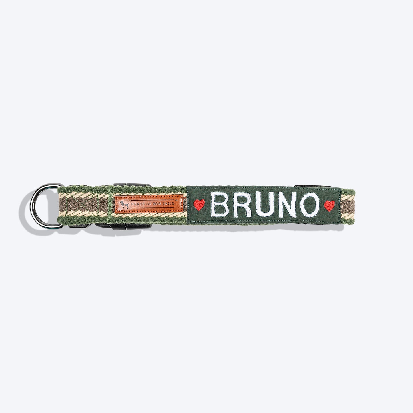 HUFT Olive Odyssey Dog Collar - Olive Green & Beige (Can be Personalised) - Heads Up For Tails