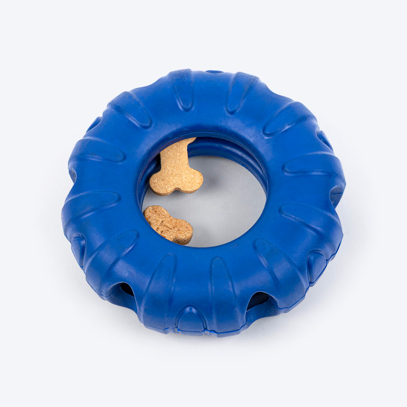HUFT Chewtastic Roll-A-Tyre Chew Toy For Dog - Blue - Heads Up For Tails