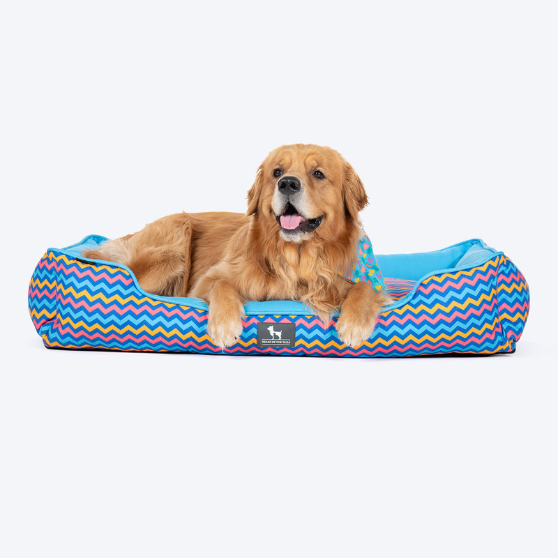 HUFT Zig - Zag Wag Lounger Dog Bed - Blue - Heads Up For Tails