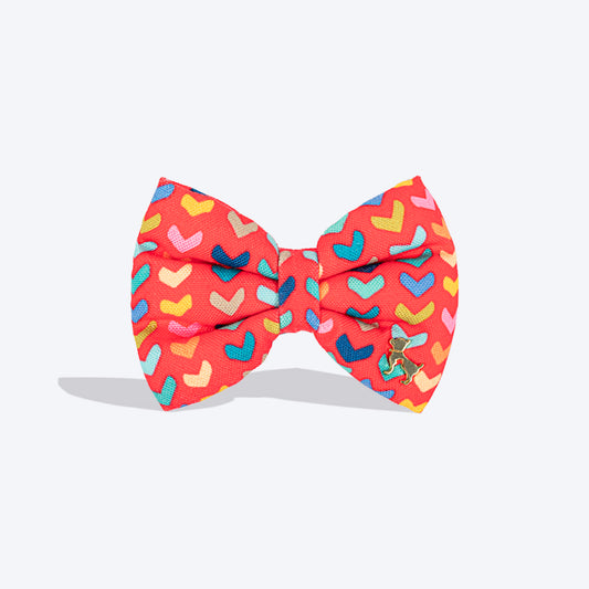 HUFT Heart to Heart Printed Bow Tie for Dog - Red - Heads Up For Tails