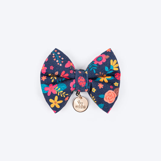 HUFT Bloomscape Printed Bow Tie For Small Dog - Navy - Heads Up For Tails