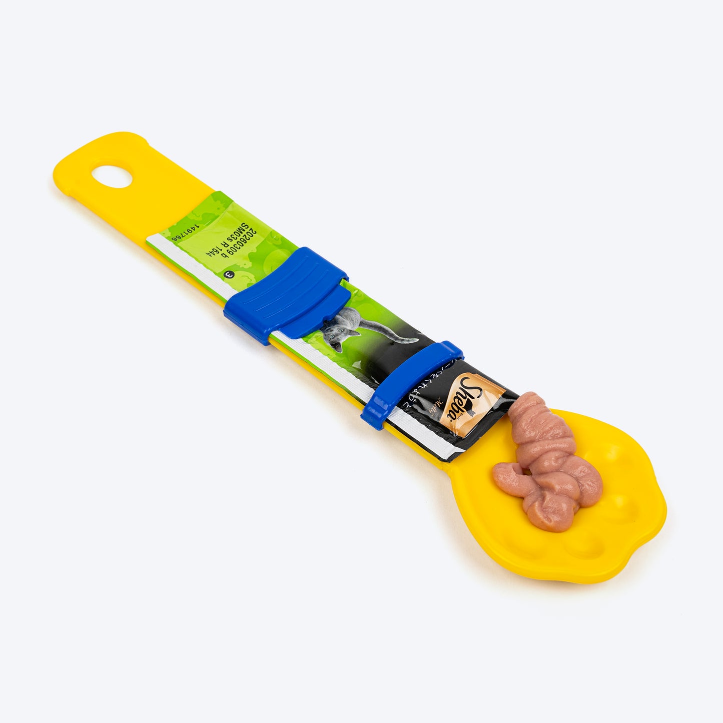 TLC Stick Treat Dispenser For Cat - Yellow & Blue - Heads Up For Tails