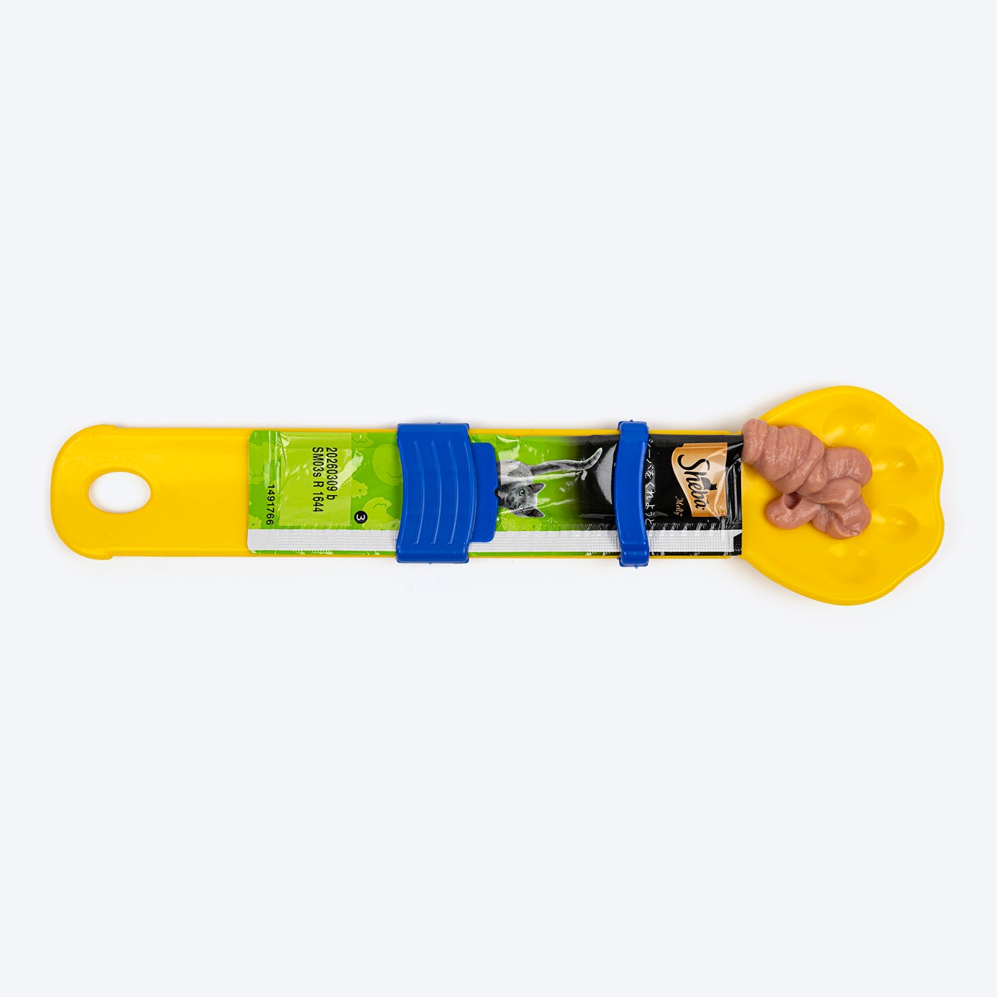 TLC Stick Treat Dispenser For Cat - Yellow & Blue - Heads Up For Tails