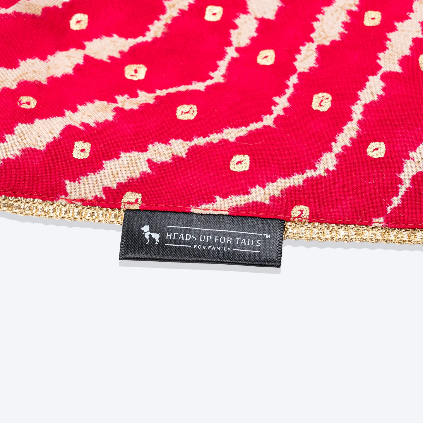 HUFT Leheriya Luxe Knot Bandana For Dog - Pink - Heads Up For Tails