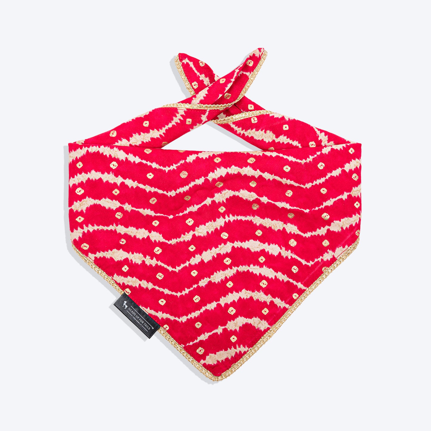 HUFT Leheriya Luxe Knot Bandana For Dog - Pink - Heads Up For Tails