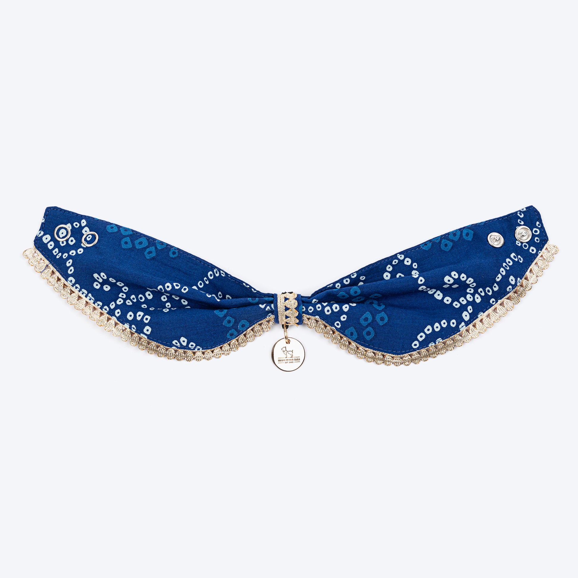 HUFT Bandhani Breeze Scarf For Dog & Cat - Blue - Heads Up For Tails
