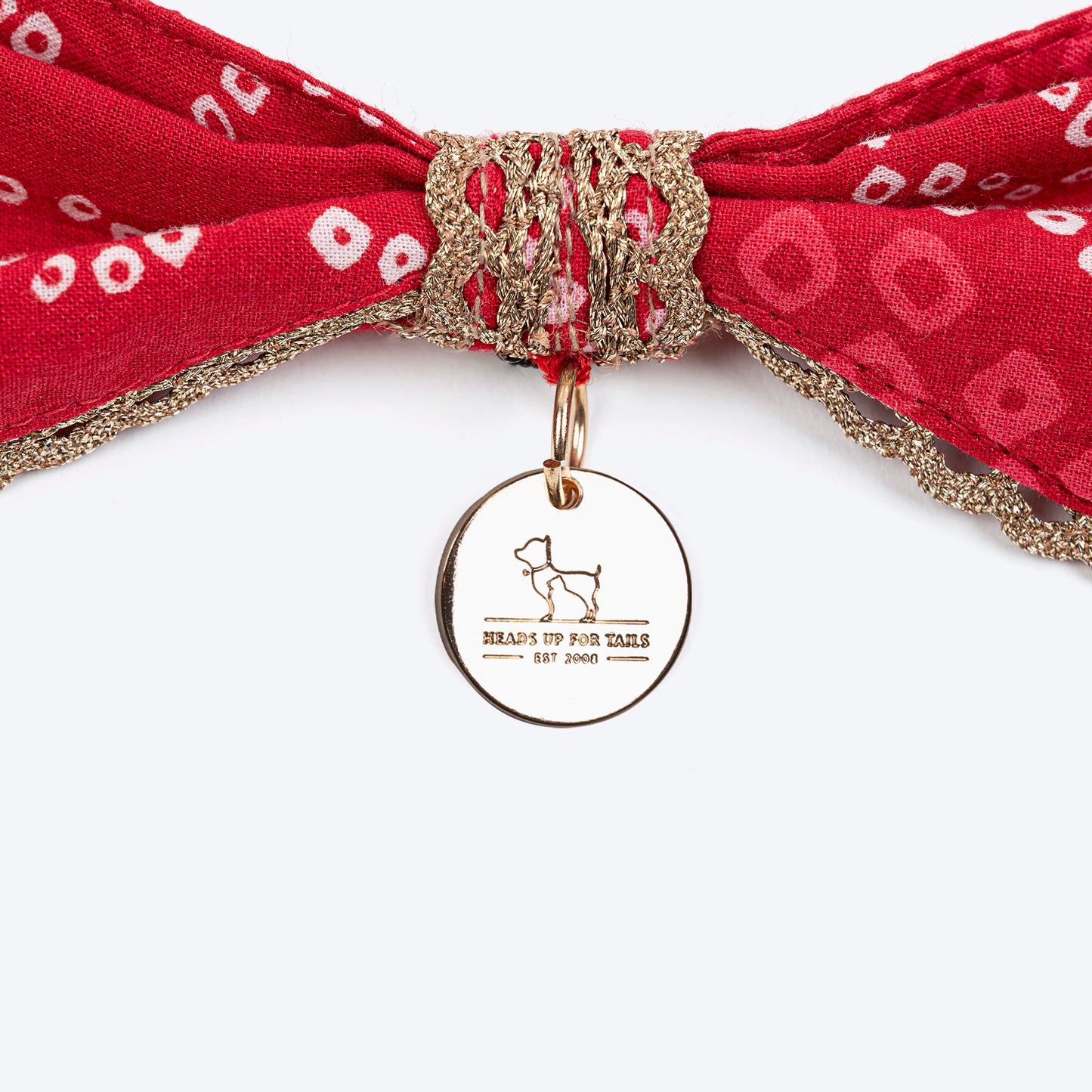 HUFT Bandhani Breeze Scarf For Dog & Cat - Red - Heads Up For Tails