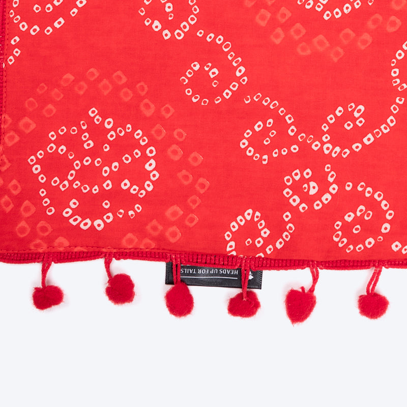 HUFT Bandhani Breeze Knot Bandana For Dog - Red - Heads Up For Tails