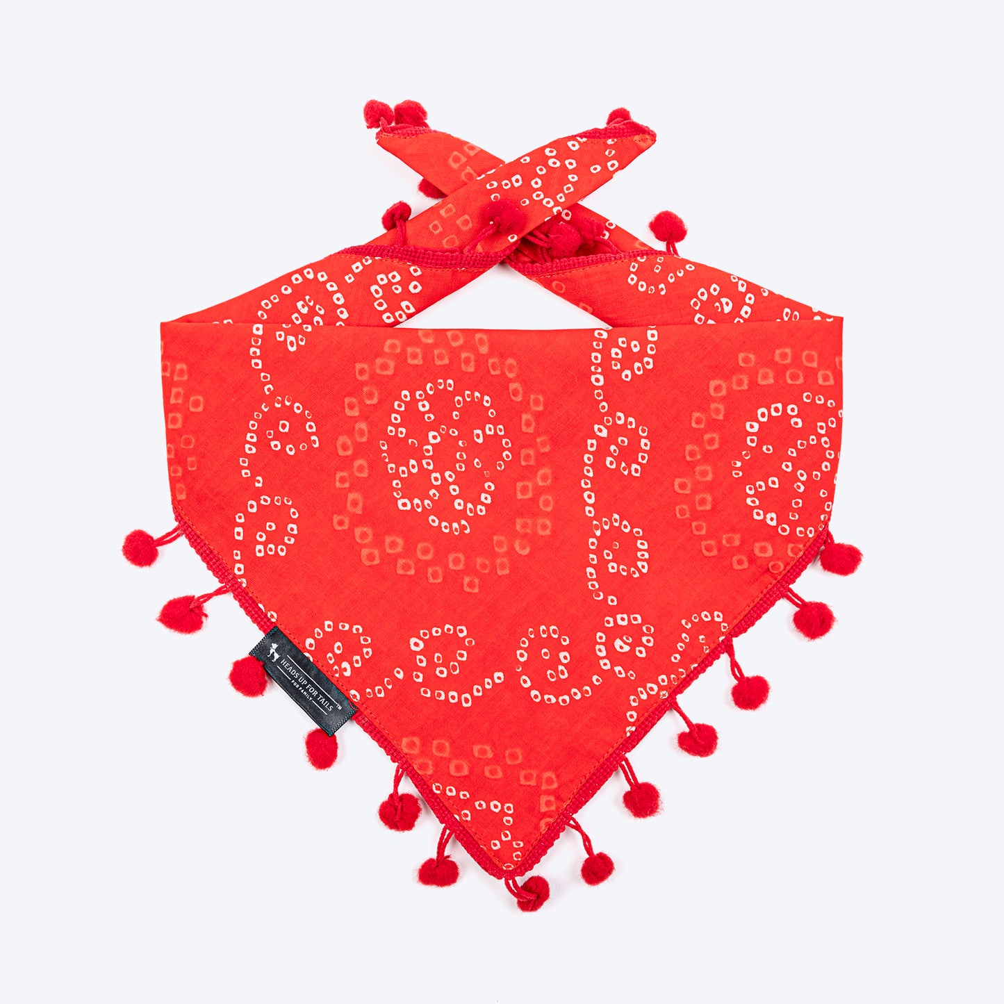 HUFT Bandhani Breeze Knot Bandana For Dog - Red - Heads Up For Tails