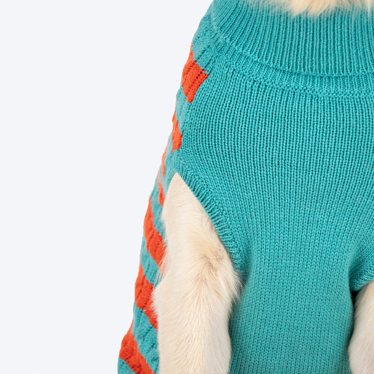 HUFT Snug Stripes Sweater For Dog - Turquoise Orange - Heads Up For Tails