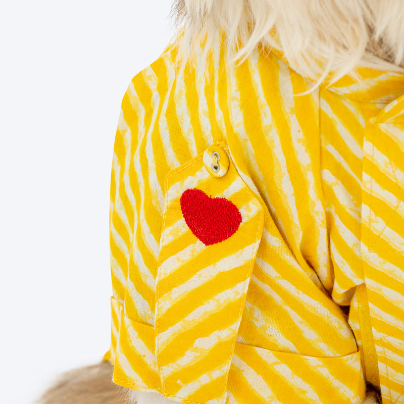 HUFT Pawdhani Leheriya Kurta For Dog - Yellow - Heads Up For Tails