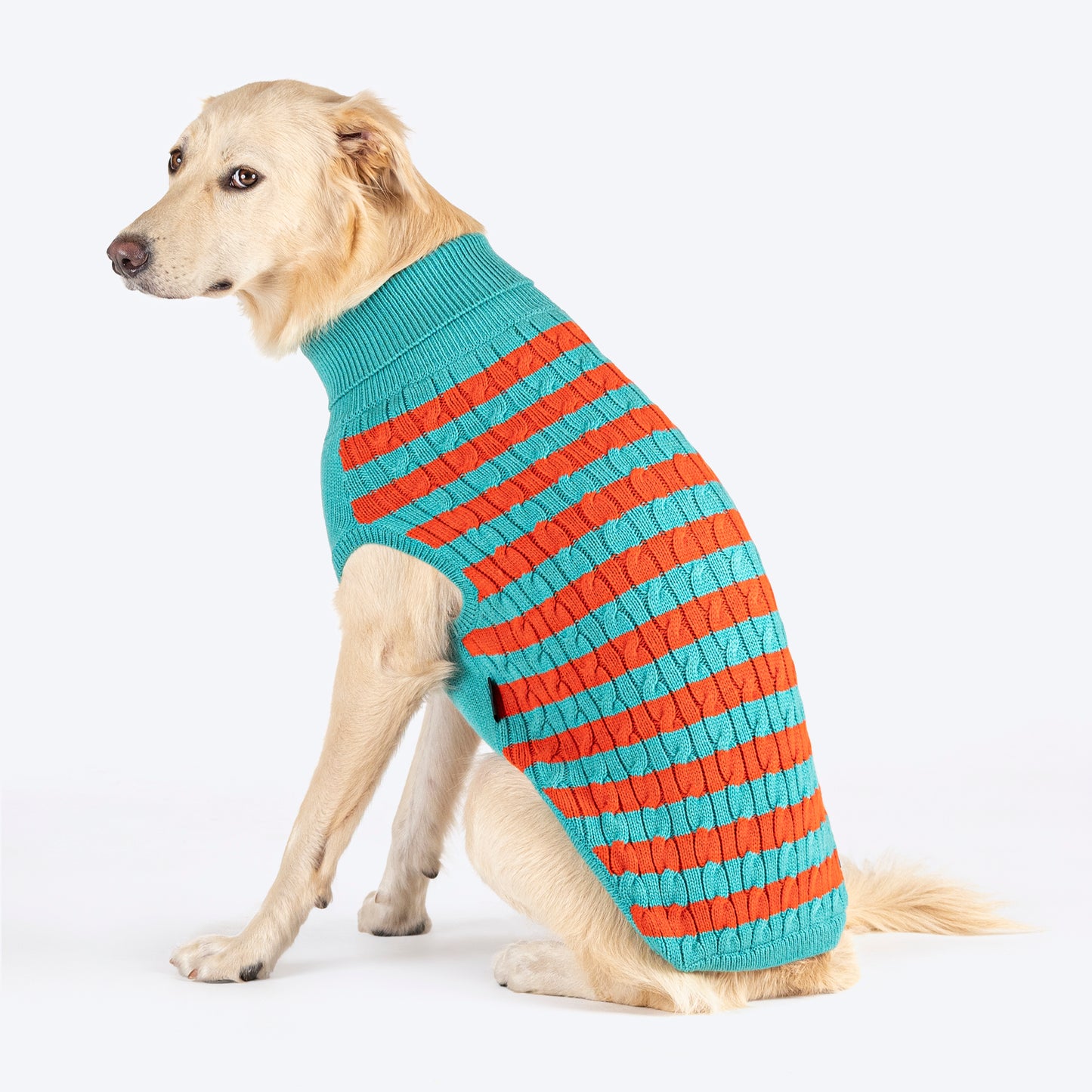 HUFT Snug Stripes Sweater For Dog - Turquoise Orange - Heads Up For Tails