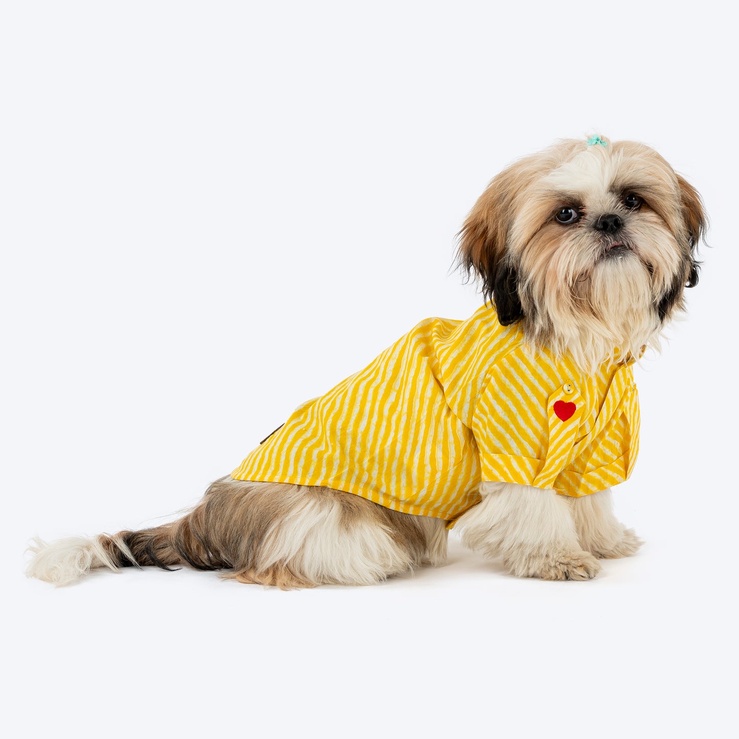 HUFT Pawdhani Leheriya Kurta For Dog - Yellow