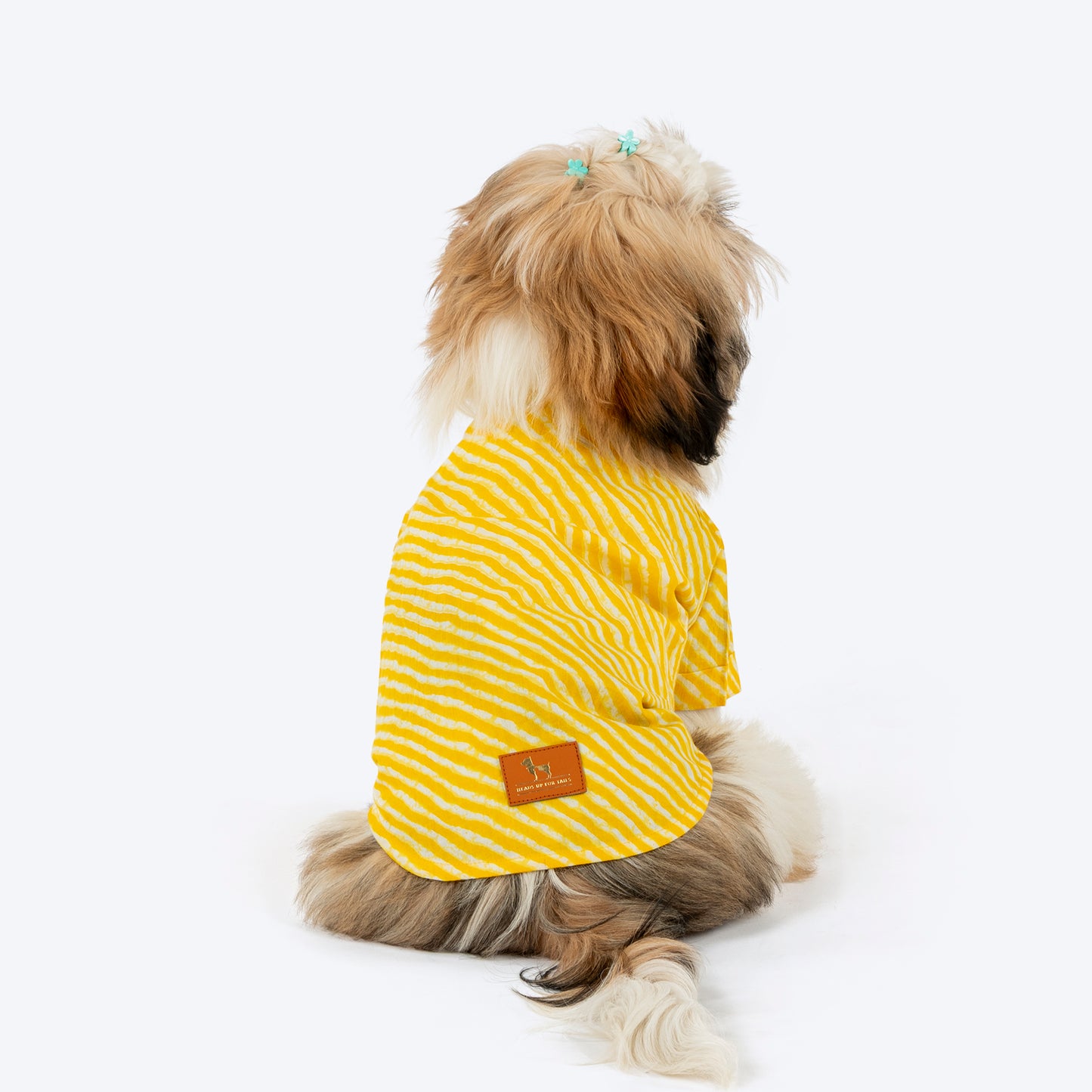 HUFT Pawdhani Leheriya Kurta For Dog - Yellow