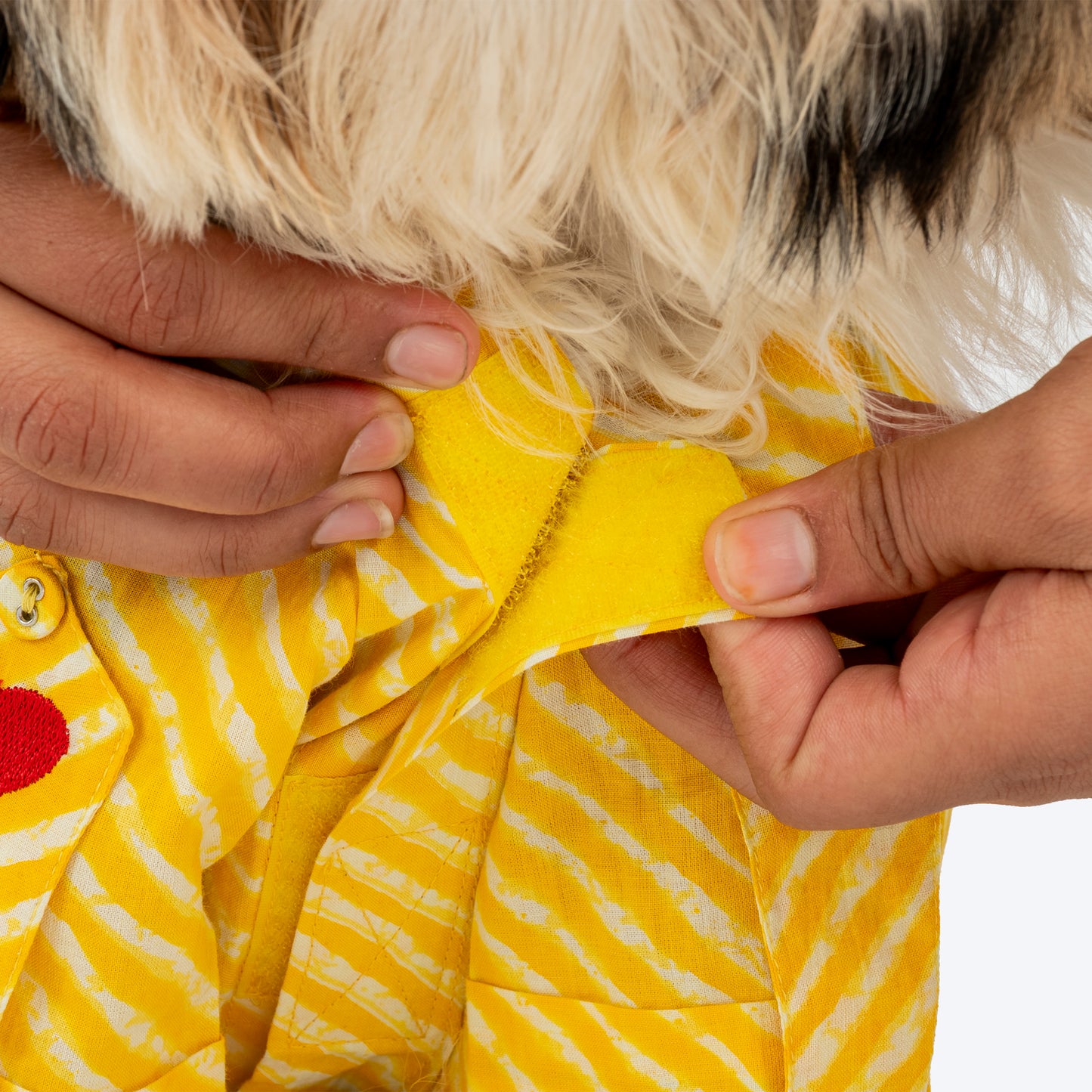 HUFT Pawdhani Leheriya Kurta For Dog - Yellow