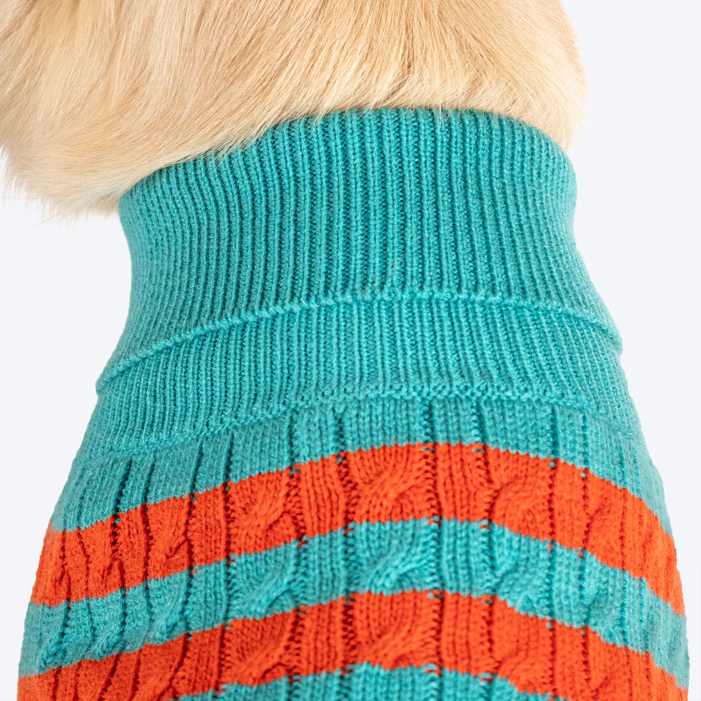HUFT Snug Stripes Sweater For Dog - Turquoise Orange - Heads Up For Tails