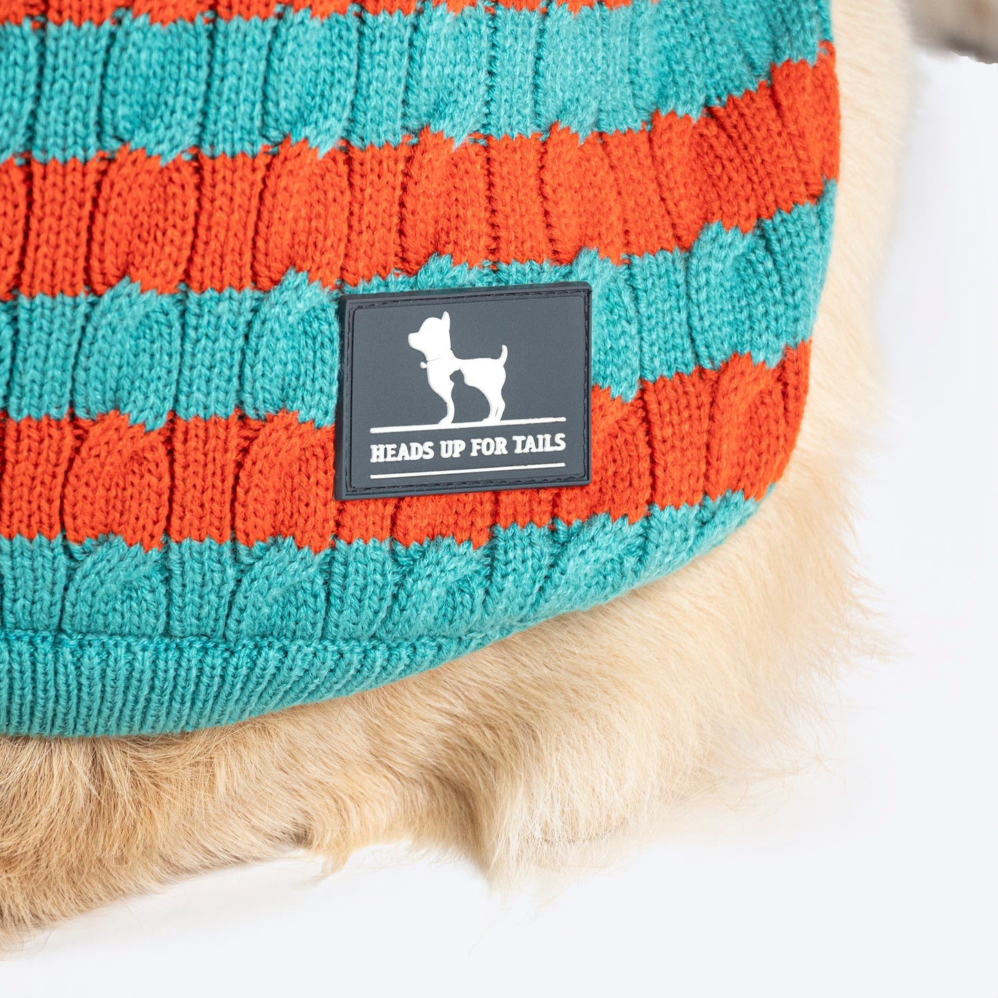 HUFT Snug Stripes Sweater For Dog - Turquoise Orange - Heads Up For Tails