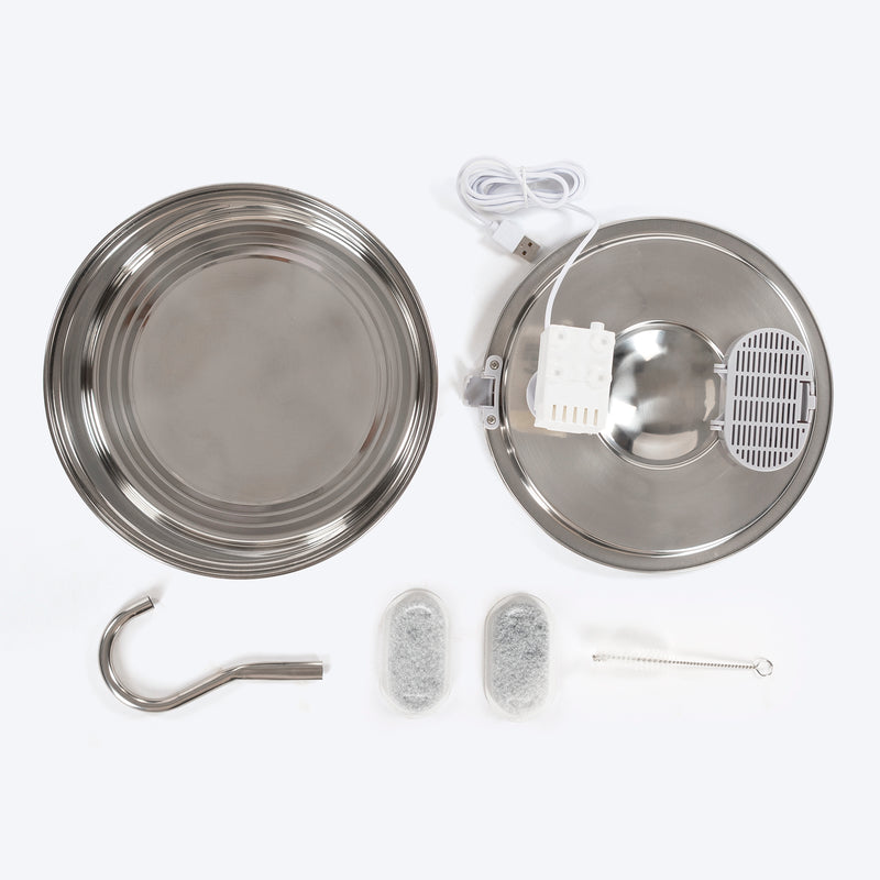 HUFT Stainless Steel Water Fountain For Dog & Cat - Heads Up For Tails
