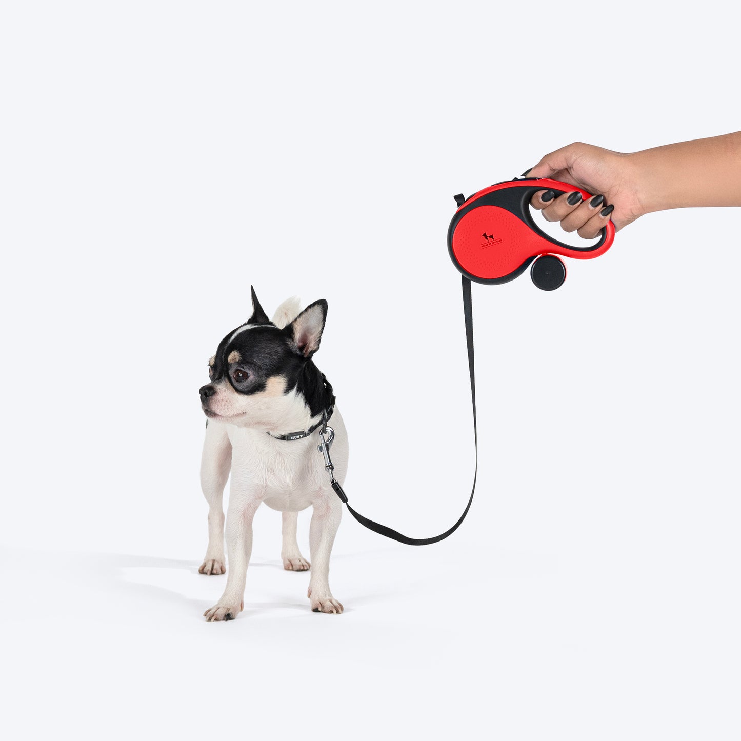 HUFT Retractable Leash With Poop Bag Dispenser For Dog - Red - Heads Up For Tails