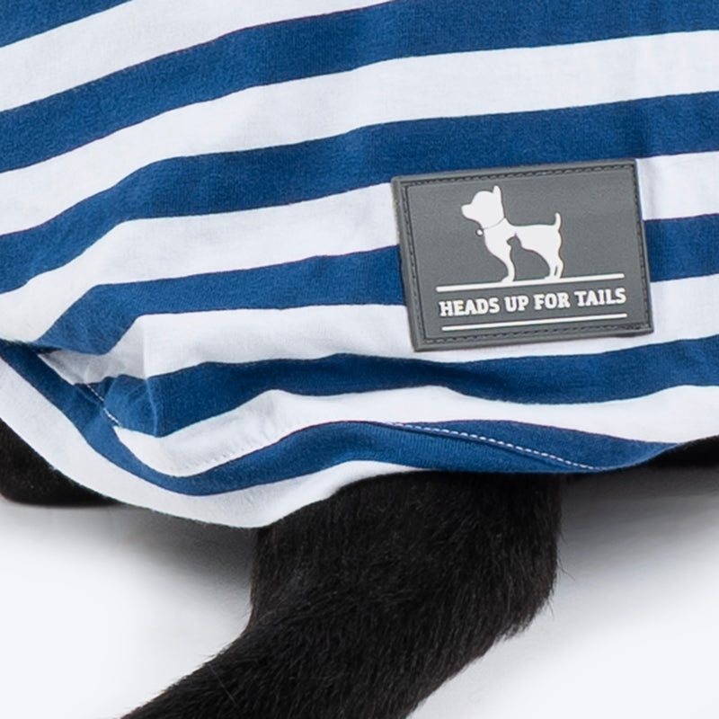 HUFT Best Dog Striped T-Shirt For Dog - Navy Blue & White - Heads Up For Tails