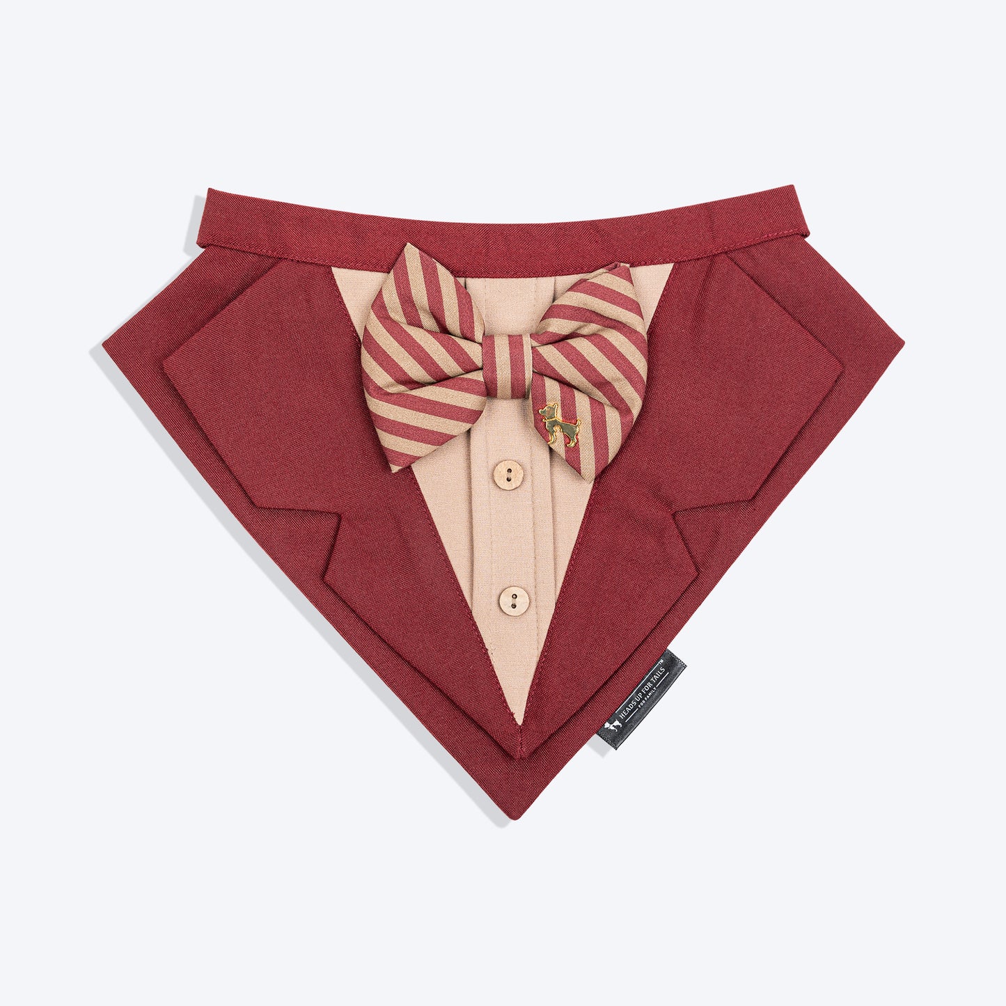 HUFT Tailored Tails Tuxedo Bandana For Dog - Maroon - Heads Up For Tails