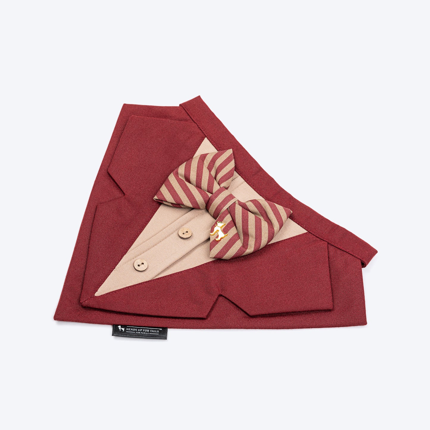 HUFT Tailored Tails Tuxedo Bandana For Dog - Maroon - Heads Up For Tails