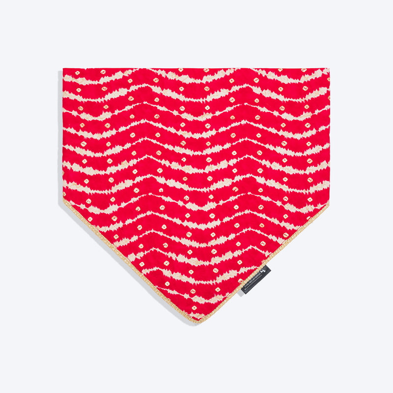 HUFT Leheriya Luxe Knot Bandana For Dog - Pink - Heads Up For Tails