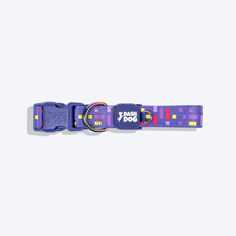 Dash Dog Pixel Padded Collar For Dog - Purple - Heads Up For Tails