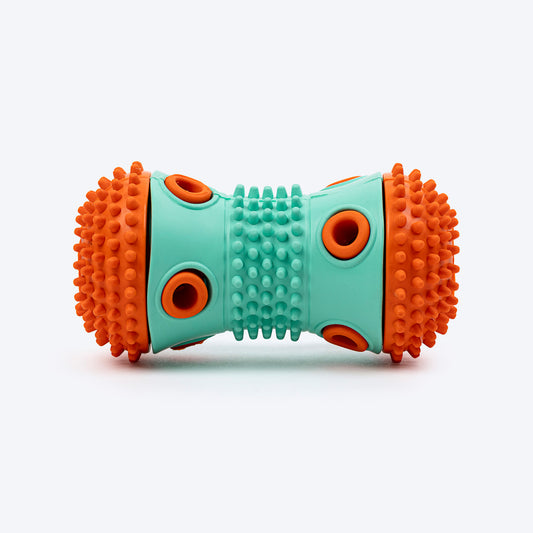 Dash Dog Dumbbell Treat Chew Toy For Dog - Blue & Orange