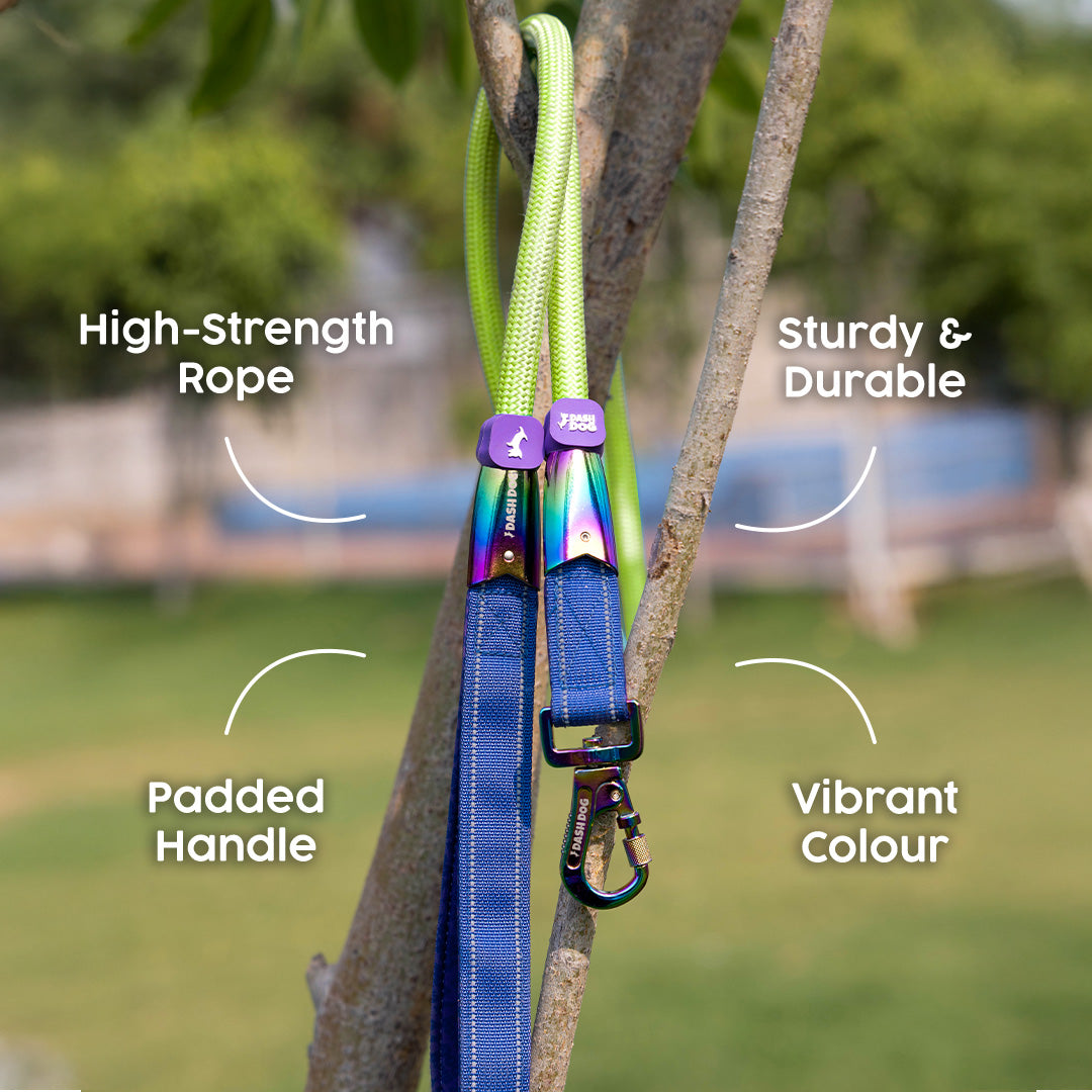 Dash Dog Powerpull Rope Leash For Dog - Neon Green_02