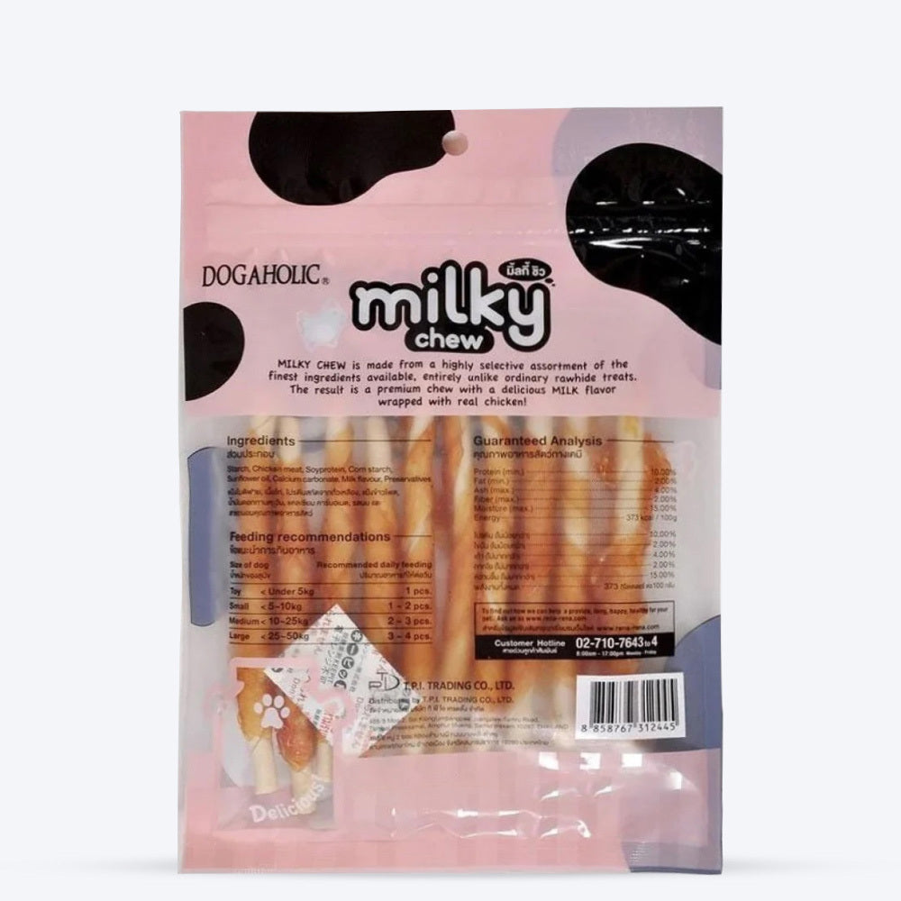 Dogaholic Milky Chew Chicken Stick Style - 10 Pcs - 130 g - Heads Up For Tails