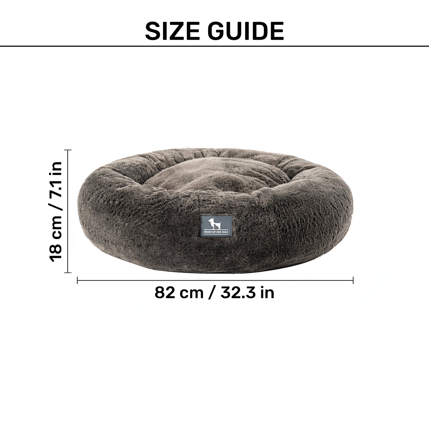 HUFT Snuggle Sphere Donut Bed For Dog & Cat - Grey - Heads Up For Tails