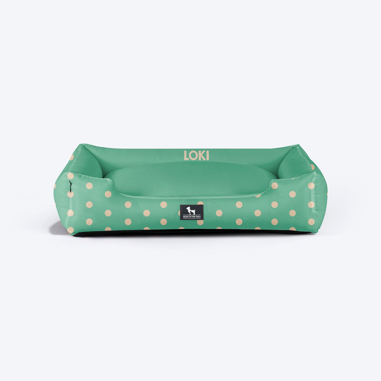 HUFT Personalised Minty Dots Lounger Bed For Dog - Turquoise - Heads Up For Tails