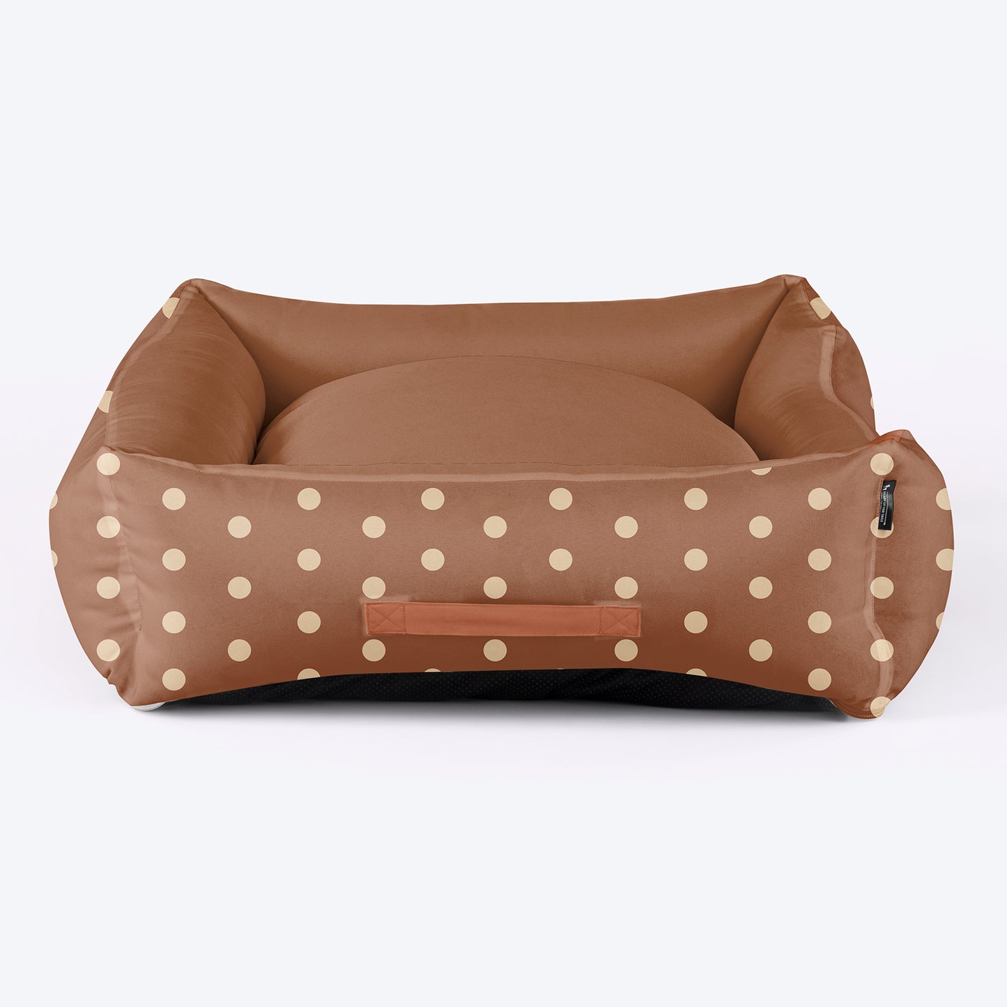 HUFT Personalised Cookie Dots Lounger Bed For Dog - Brown - Heads Up For Tails