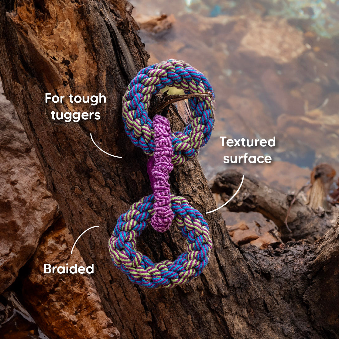 Dash Dog Double Donut Bungee Rope Toy For Dog - Blue - Heads Up For Tails
